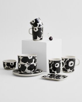 Marimekko Oiva - Unikko coffee cup w/o handle, 2 pcs, white - black