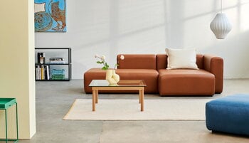HAY Kofi sohvapöytä 80 x 80 cm, lakattu tammi - kirkas lasi