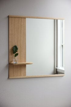 Moebe Mirror with a shelf, 70 cm, oak, decoration image