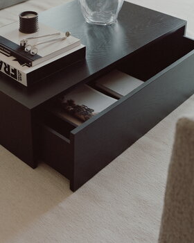 New Works Mass High coffee table with drawer, black stained oak