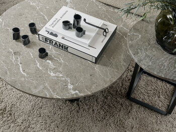 New Works Florence sivupöytä 50 cm, musta - harmaa marmori