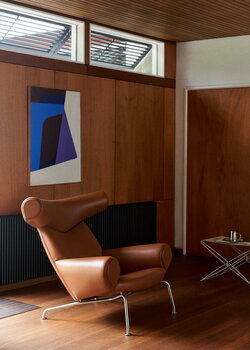 Fredericia Poltrona Wegner Ox, cromo spazzolato - pelle cognac, immagine decorativa