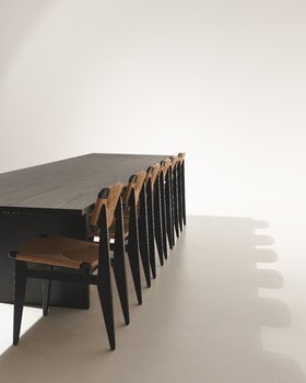 GUBI Private dining table, 260 x 100 cm, black / brown stained ash