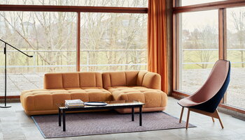 HAY Kofi sohvapöytä 140 x 50 cm, mustaksi lak. tammi - kirkas lasi