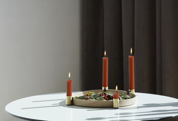 applicata Luna Maxi candleholder, oak - brass, decoration image