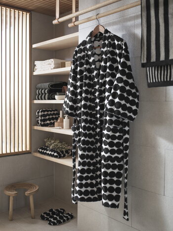 Marimekko Räsymatto bathrobe, black-white