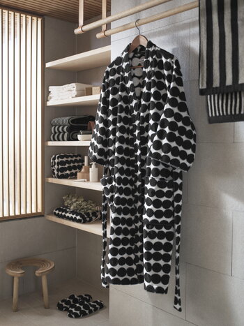 Marimekko Bademantel Räsymatto, schwarz-weiß