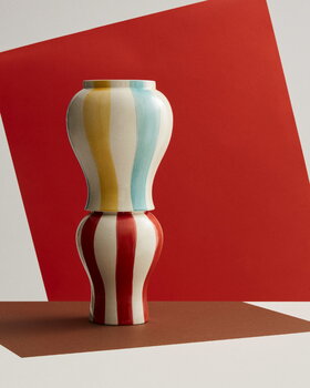 HAY Sobremesa Stripe vase, S, red, decoration image