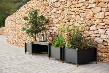 Cane-line Sticks bench for two planters, lava grey - teak