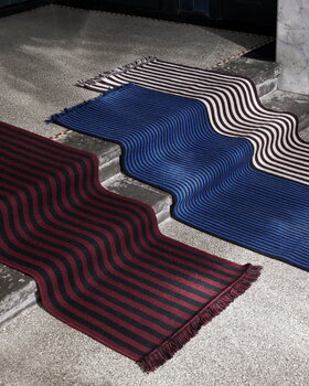 HAY Tappeto di lana Stripes and Stripes, 200 x 60 cm, crema