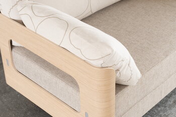 Tapio Anttila Collection ON2 Wood sofa bed, soap waxed oak - Marimekko Piirto Unikko - Diamonds 289, decoration image