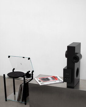 Transparent Brutalist Sculpture speaker, black, decoration image