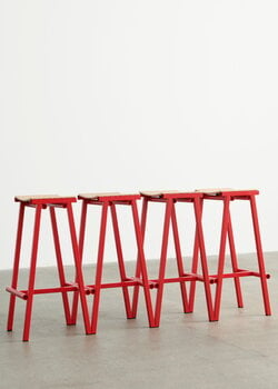 HAY Taburete 8 bar stool, high, 75 cm, signal red - lacquered oak