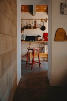 HAY Tabouret de bar Taburete 8, modèle bas, 65 cm, rouge signal - chêne laqué