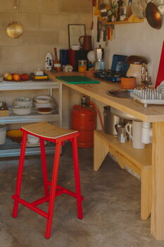 HAY Taburete 8 bar stool, low, 65 cm, signal red - lacquered oak