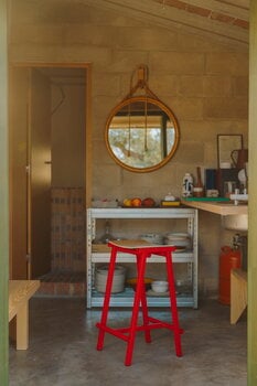 HAY Tabouret de bar Taburete 8, modèle bas, 65 cm, rouge signal - chêne laqué