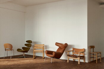 Fredericia Poltrona Wegner Ox, cromo spazzolato - pelle cognac, immagine decorativa