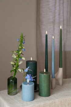 Uyuni Lighting LED pillar candle, 7,8 x 20 cm, rustic texture, pine green