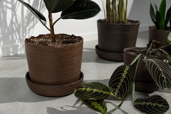 Vaidava Ceramics Soil Topf mit Untersetzer, M, Braun