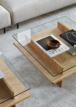 Woud Parallel coffee table, 90 x 90 cm, white lacquered oak, decoration image