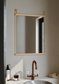 Woud Suspended mirror, 50 x 70 cm, white lacquered oak - brass