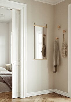 Woud Suspended mirror, 50 x 114 cm, white lacquered oak - brass