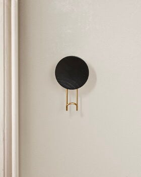 Woud Around wall hanger, large, black painted oak - brass