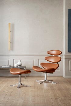 Fredericia Corona tuoli, harjattu kromi - konjakki nahka