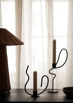 ferm LIVING Valse candle holder, tall, black, decoration image