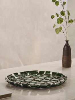 ferm LIVING Plait platter 30 cm, emerald green, decoration image