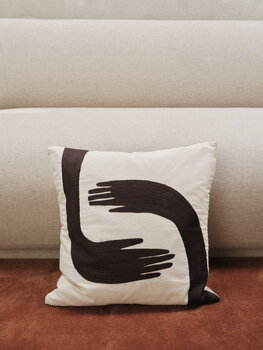 ferm LIVING Pose cushion cover, 50 x 50 cm, coffee - undyed, decoration image