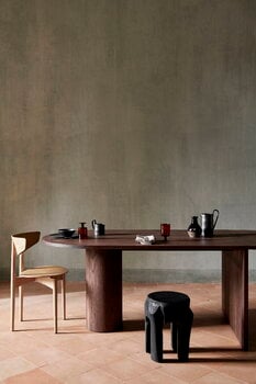 ferm LIVING Pylo extendable dining table, dark stained oak, decoration image