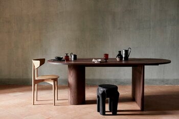 ferm LIVING Pylo extendable dining table, dark stained oak, decoration image