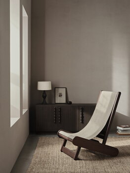 ferm LIVING Hemi lounge chair, dark stained beech - natural linen