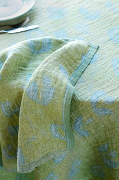 Lapuan Kankurit Kesäkukka table cloth/throw, lime - light blue