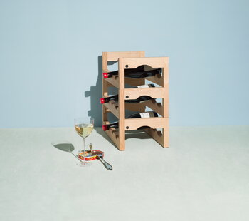 Massproductions Silo stackable wine rack, oiled ash