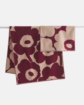 Marimekko Serviette de bain Unikko, 70 x 150 cm, rose - cerise noire