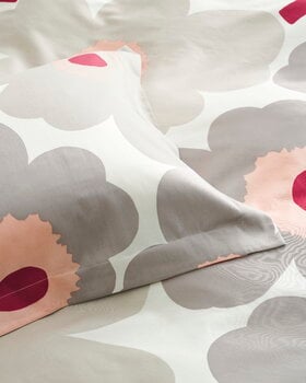 Marimekko Unikko sateen duvet cover, 150 x 210 cm, off-white - warm grey - pink