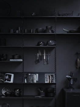 String Furniture String magazine shelf, 78 x 30 cm, black stained ash