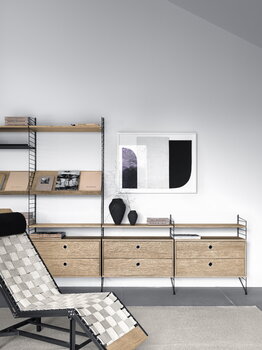 String Furniture String byrå med 2 lådor, 58 x 30 cm, ek