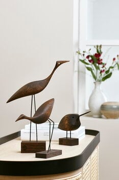 Warm Nordic Scultura Beak Bird, Tall Heron, rovere affumicato