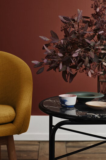Warm Nordic Table basse Secant, ronde, marbre noir doré