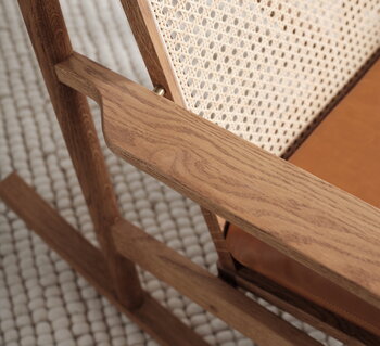 Warm Nordic Swing rocking chair, teak - Silk cognac leather