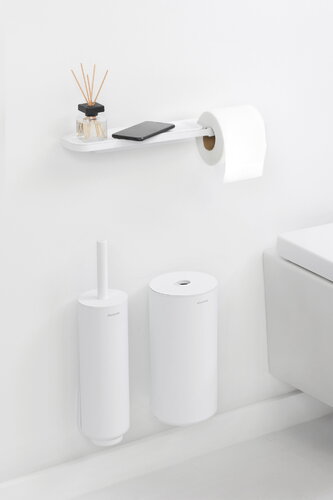 Brabantia MindSet toilet roll holder with shelf, mineral fresh white ...