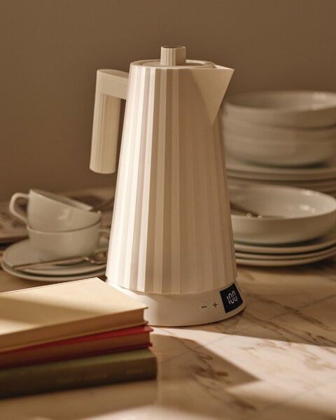 Bollitori, Bollitore elettrico Plissè con controllo della temperatura, 1,7 L, bianco, Bianco