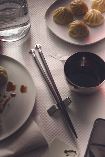 Posate, Bacchette e supporto Anna Stick, ebano - acciaio inox, Nero