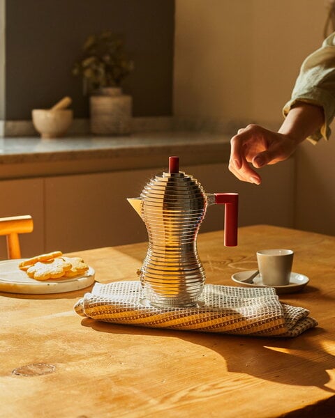 Coffee pots & teapots, Pulcina induction espresso coffee maker, 6 cups, aluminium - red, Silver