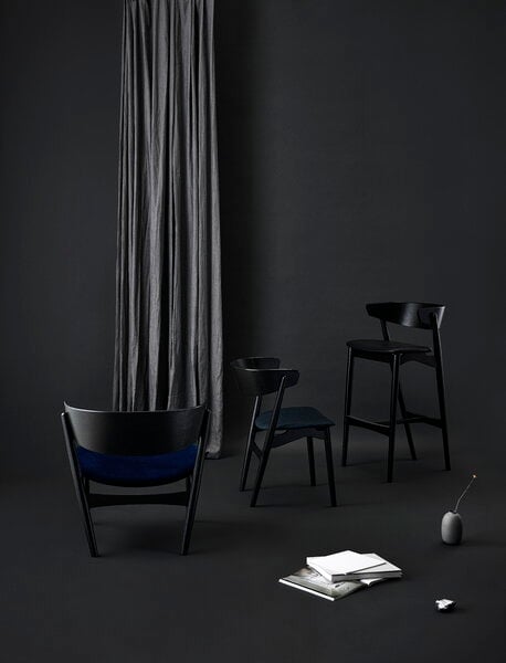 Bar stools & chairs, No 7 bar stool, 75 cm, black - black leather, Black