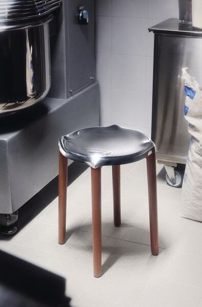 Stools, Poêle stool, brown beech - mirror polished steel, Brown