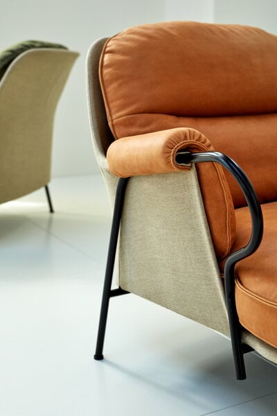 Armchairs & lounge chairs, Lyra armchair, black steel - cognac leather, Brown